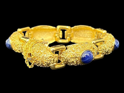 Authentic BALENCIAGA Gold Rhinestone Bracelet Unisex Fashion Jewelry 16.4cm