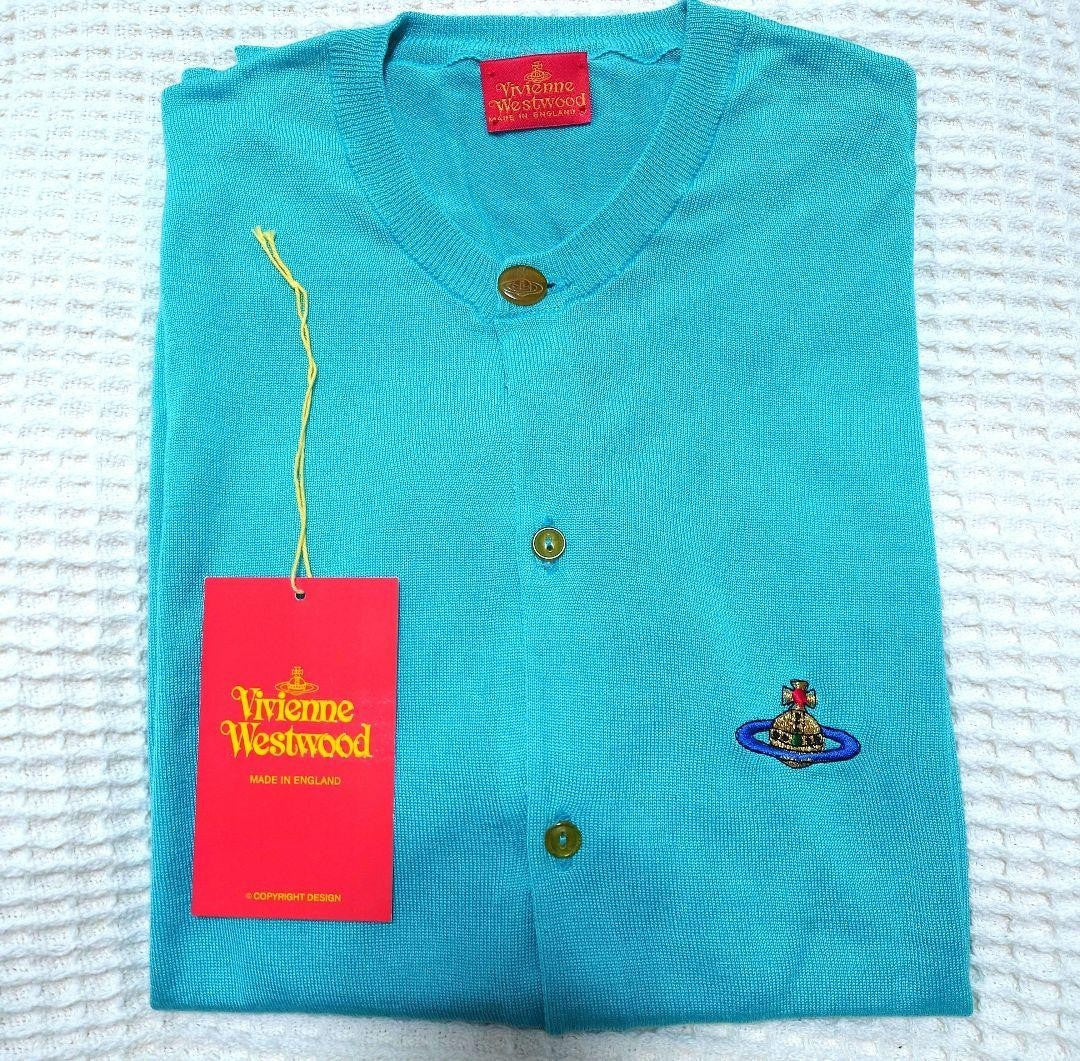 Vivienne Westwood Cardigan 90s Silk Turquoise Blue Size M Rare Vintage