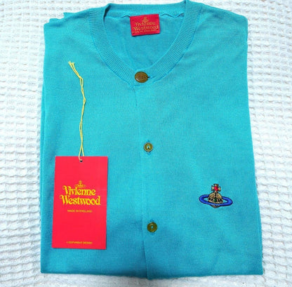 Vivienne Westwood Cardigan 90s Silk Turquoise Blue Size M Rare Vintage