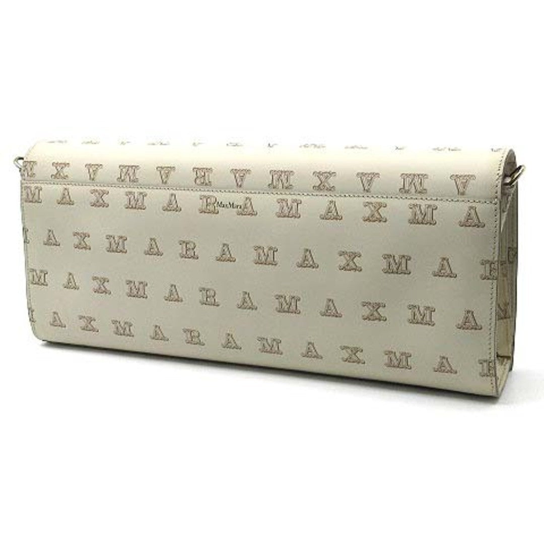 Max Mara Gram Monogram Leather 3-Way Shoulder Waist Bag Beige Women Authentic
