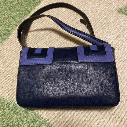 Anya Hindmarch Clutch Shoulder Bag Black Blue 20x13cm Small Purse Card Pocket