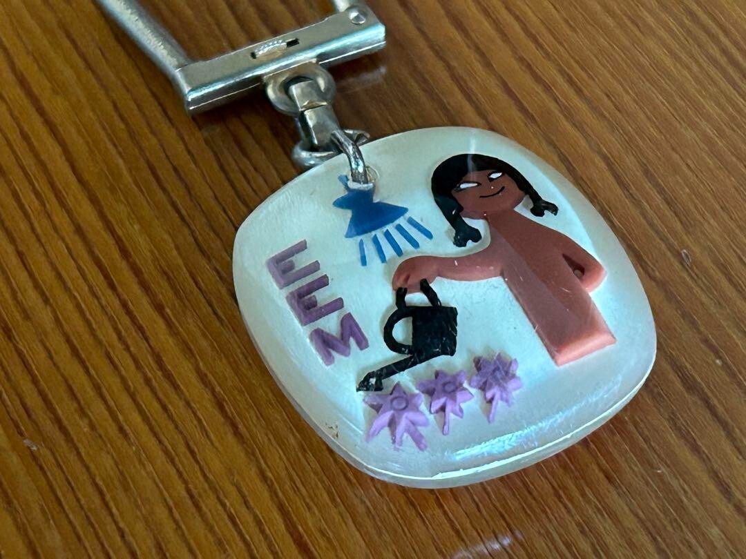 RARE French made BOURBON acrylic vintage keychain EEM Novelty Lefort Opuno
