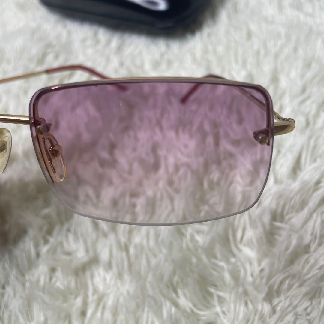 Gucci GG 1653S Sunglasses Vintage Rimless Gold Frame Purple Italy Made