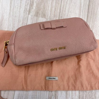 Miu Miu pouch pink ribbon used ladies from Japan