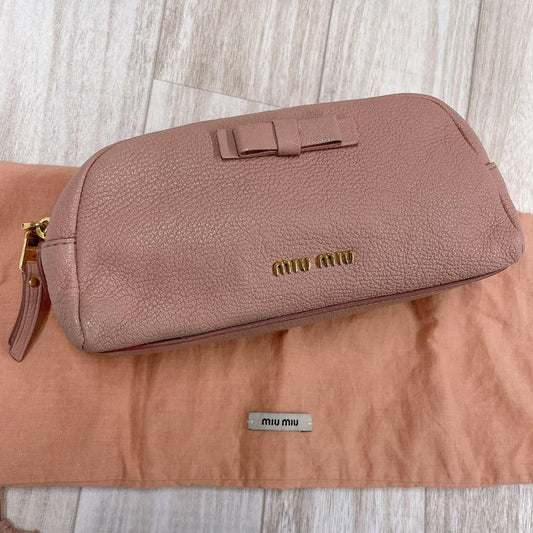 Miu Miu pouch pink ribbon used ladies from Japan