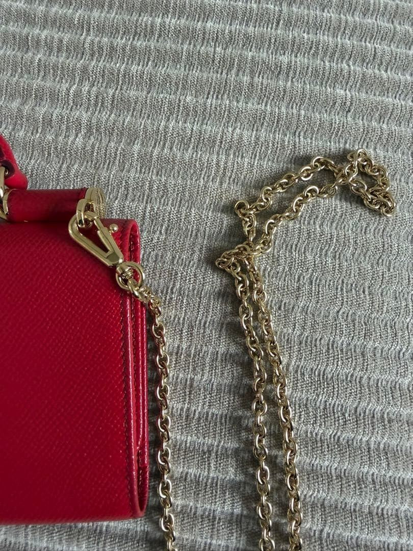 Dolce&Gabbana Sicilian VON Leather Chain Wallet Bag Red