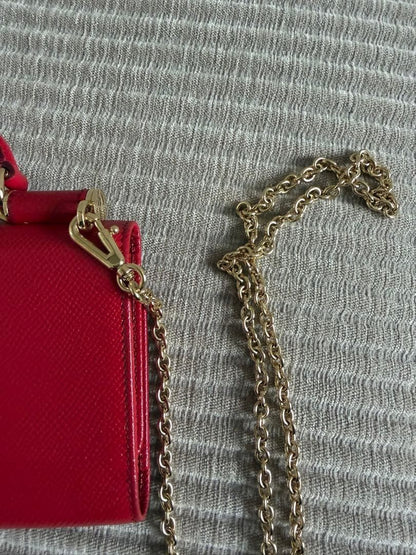 Dolce&Gabbana Sicilian VON Leather Chain Wallet Bag Red