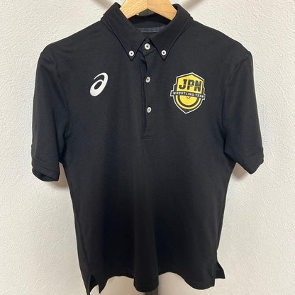 ASICS JAPAN Wrestling Team Polo Shirt 2XL Black Rare JPN Logo