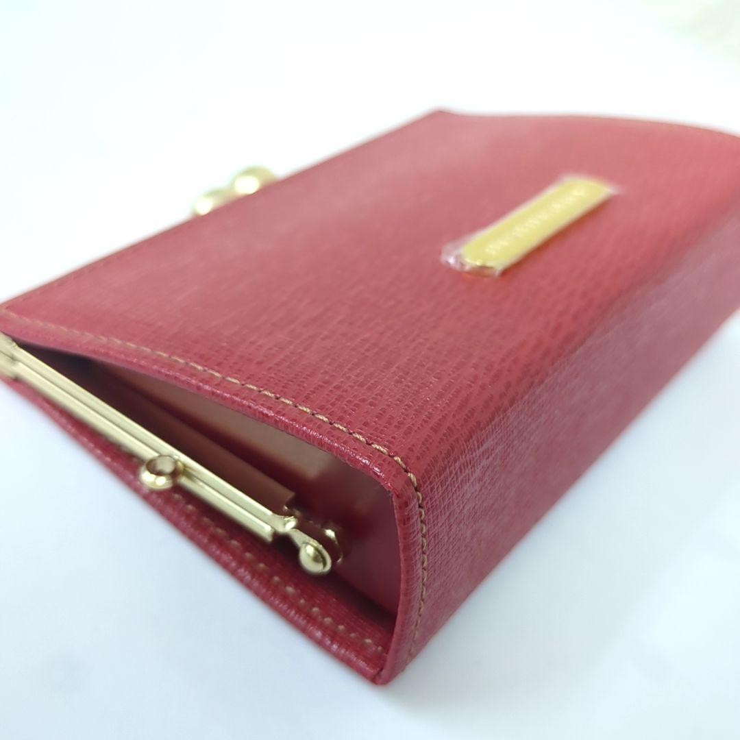BURBERRY Leather Coin Case Wallet Red Kiss Lock Purse W/Box Used from Japan