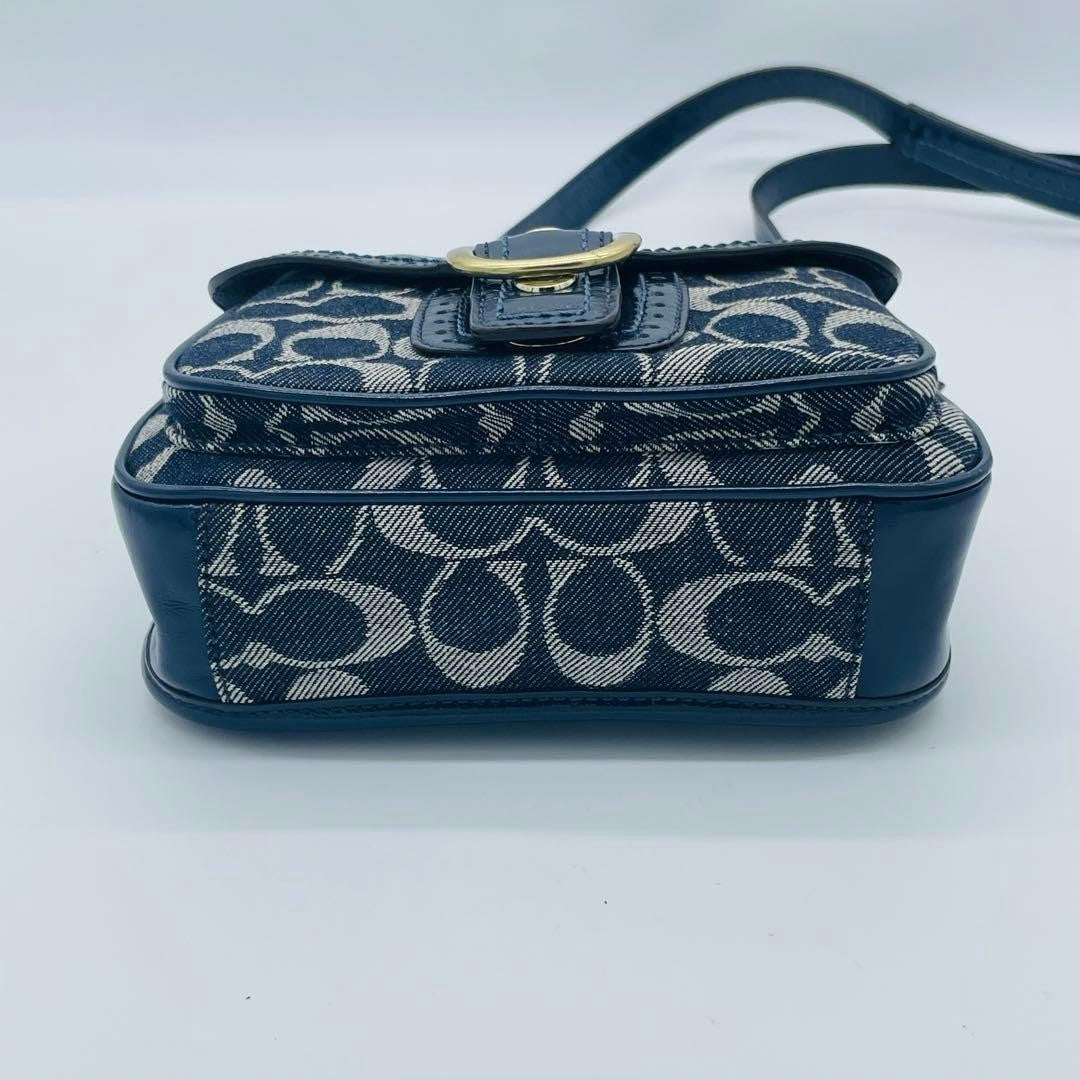 Coach Bleeker Legacy Denim Flap Bag Navy Denim Shoulder Bag Authentic