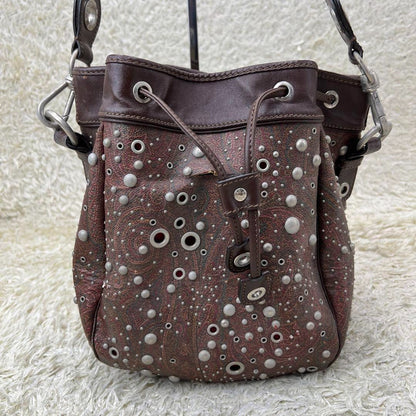 ETRO Shoulder Bag Drawstring Paisley Pattern Brown Women USED from Japan