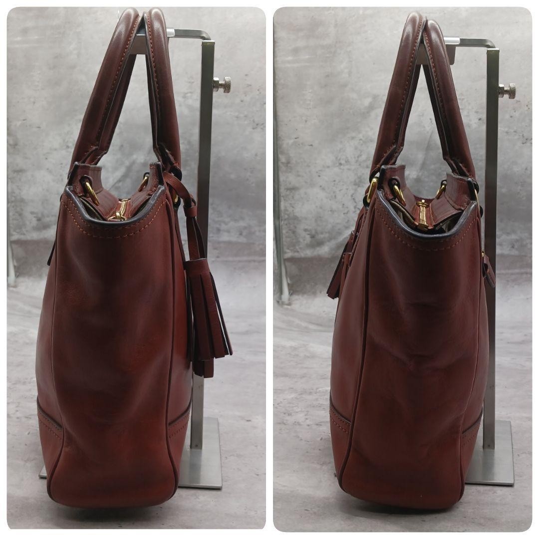COACH Legacy Mini Tanner Leather Tote Handbag Brown Women Authentic