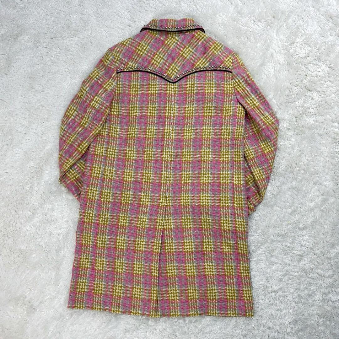 Miu Miu Tweed Coat Outerwear Fashion Jacket Pink Plaid Checkered size 38 Used