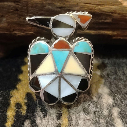 Zuni Old Pawn Vintage Ring Thunderbird Turquoise