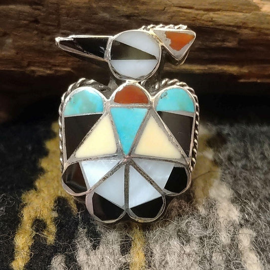 Zuni Old Pawn Vintage Ring Thunderbird Turquoise