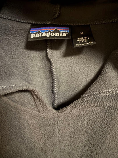 Patagonia Rhythm Lost Arrow Pullover USA Made Gray Beige Fleece Hoodie Used