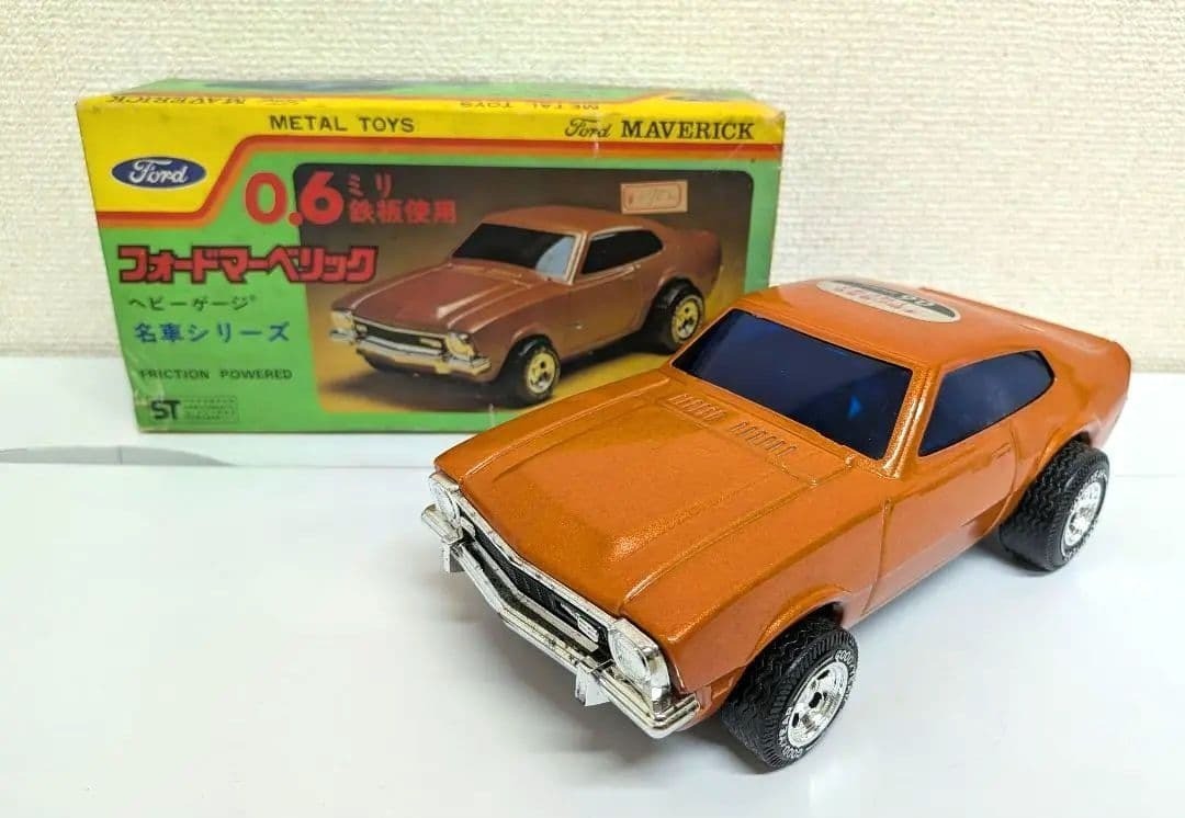 NAKADA Ford Maverick Tin Toy 0.6mm Iron Plate Vintage Miniature Cars Box Used