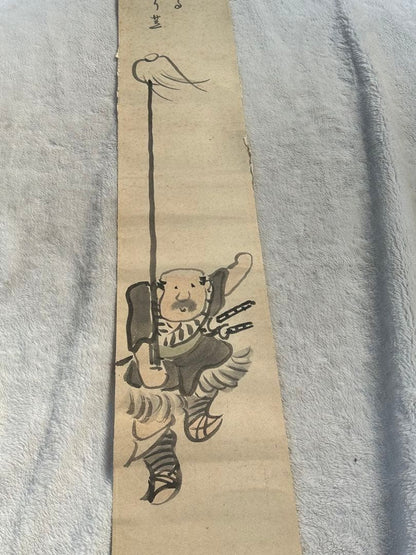 A rare Otsu-e painting. It's a long, narrow type, like a tanzaku. Size: Height