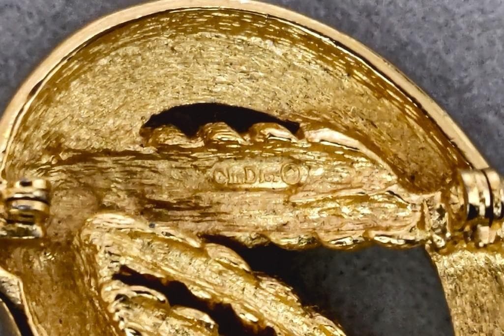 Christian Dior Henkel Grosse Gold Tassel Brooch Pin Signed Germany Rope No Box