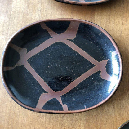 Unused Mashiko ware side plate and medium plate set by Hamada Shoji Mingei