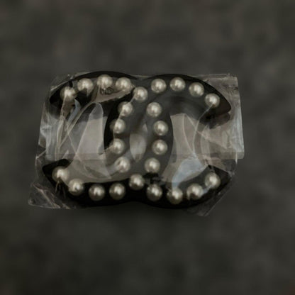 Chanel Brooch Pearl Black Celebrity Pendant 4.5x6.5cm Non-Resale