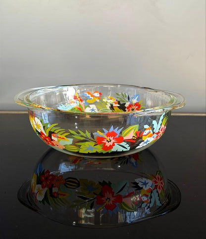 Retro Pop Glass Bowl Casserole with Lid Pyrex Floral Rare Vintage Collectible
