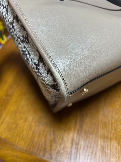 COACH Hand Bag Tote Bag Gray Leather Snake pattern Women's USED FROM JAPAN