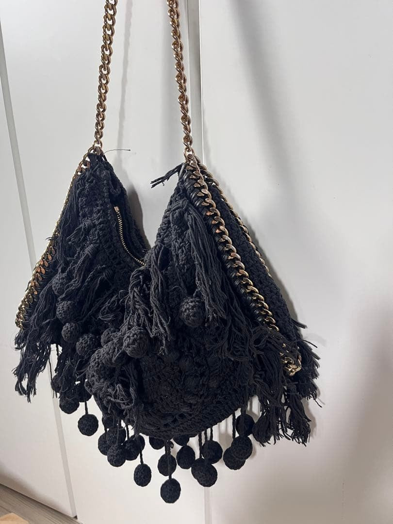 Stella McCartney Fringe Shoulder Bag Black Leather Vintage Rare Authentic