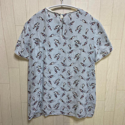 MIUMIU bowling pin pattern rayon silk blouse short sleeve F/S from Japan