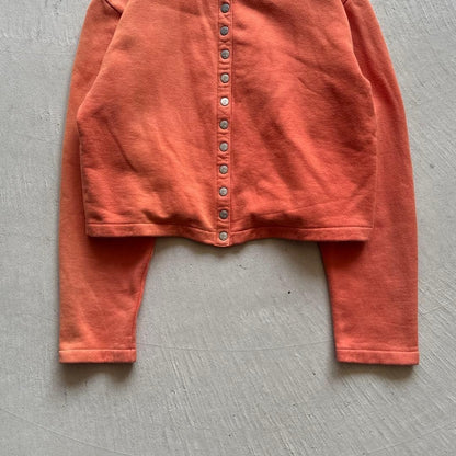 Agnes b Snap Button Cardigan Cropped Minimalist Paris Style Orange Japan