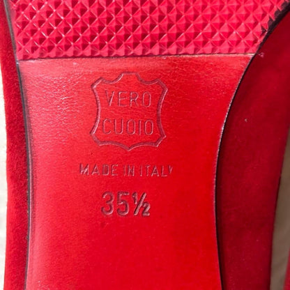 Rare Christian Louboutin Red Suede Ribbon Heels Pumps Size 35.5 (US 5)