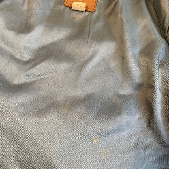 Vintage USA-made Golden Bear leather sleeve stadium jacket