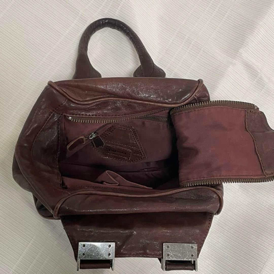 DIESEL Archive 2000s Brown Leather Handbag | Y2K Mode Tote | Vintage Bag JAPAN