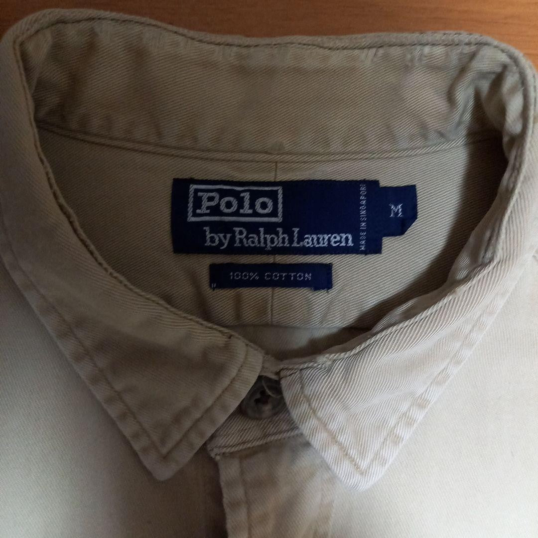 POLO by Ralph Lauren M Chino Shirt Hunting Dog Embroidery Beige Vintage EX