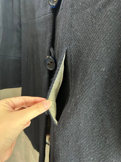 MARK JACOBS Wool Nylon Coat Dark Navy Lined Fur Size 6 MJ1225094