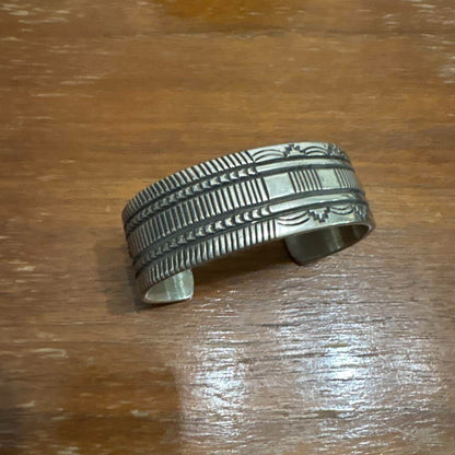 Navajo Bruce Morgan Sterling Silver Bracelet Bangle wide