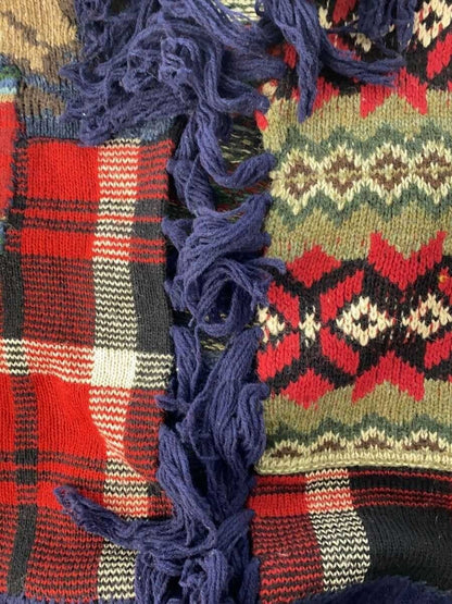 Polo Ralph Lauren Iconic Patchwork Cardigan Shawl Collar Aztec Size M Used