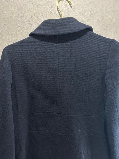 MARK JACOBS Wool Nylon Coat Dark Navy Lined Fur Size 6 MJ1225094