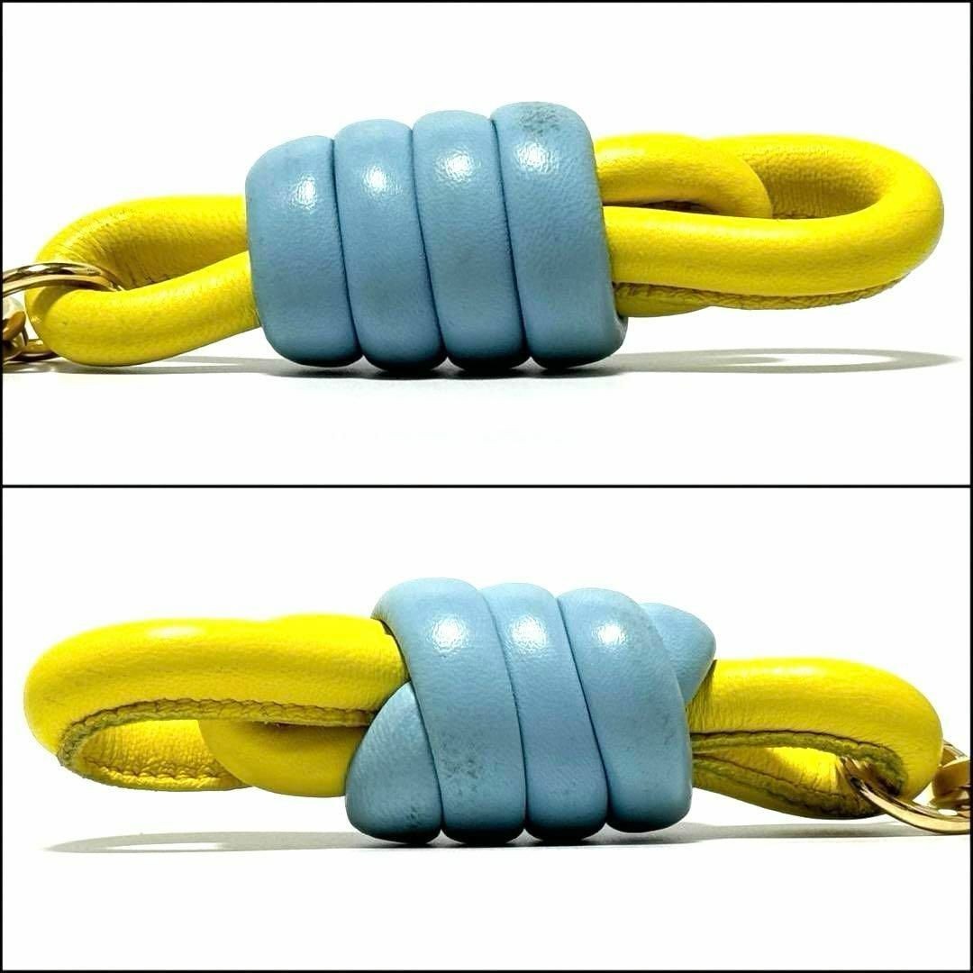Used Loewe Womens Knot Bag Charm Key Ring Key Holder Yellow Leather