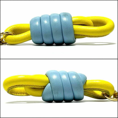 Used Loewe Womens Knot Bag Charm Key Ring Key Holder Yellow Leather