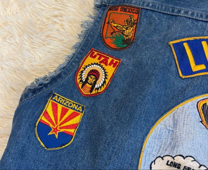 Wrangler Men Denim Vest Patch Vintage Limited Edition Rare Model American Casual
