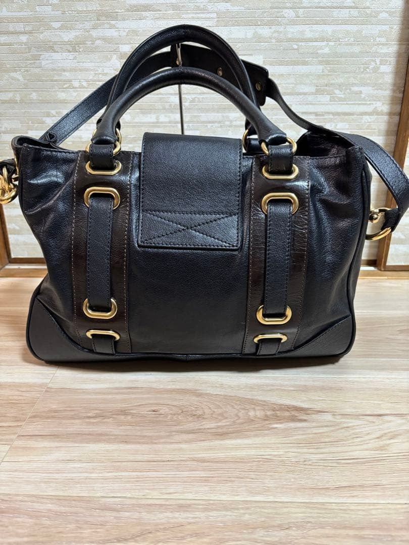 Marc Jacobs All Leather Black Shoulder Bag 2Way Handbag with Gold Hardware