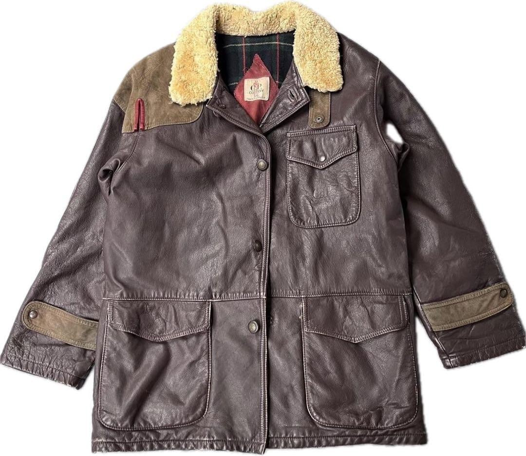 C.P. Company Dutch Police Leather Hunting Jacket 1982~ Distressed Look58cm Japan