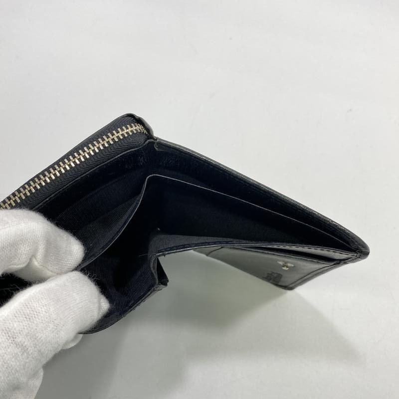 Jean Paul Gaurtier Dragon Embossed Bifold Wallet Black Leather Zip Around Men's