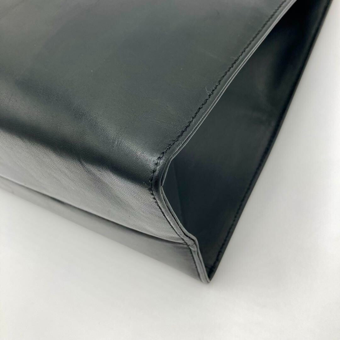 VINTAGE OLD Gucci Black Leather Handbag Business Bag