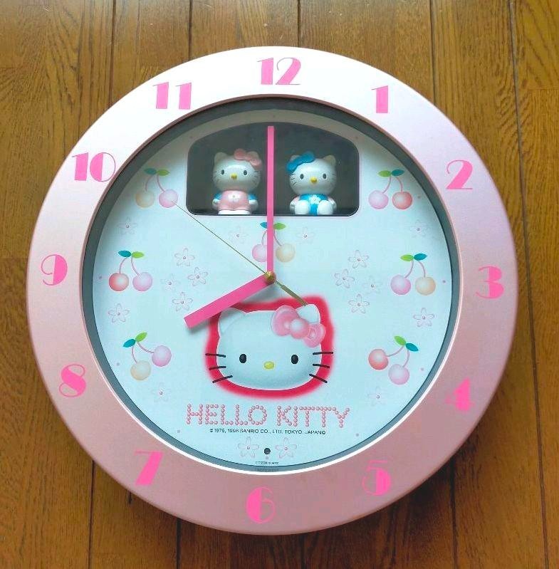 SANRIO Hello Kitty Wall Clock D 37 cm Japanese Anime 1998 Heisei Retro Used