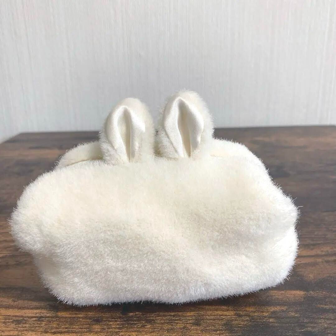 1990's fluffy rabbit pouch white fancy goods new