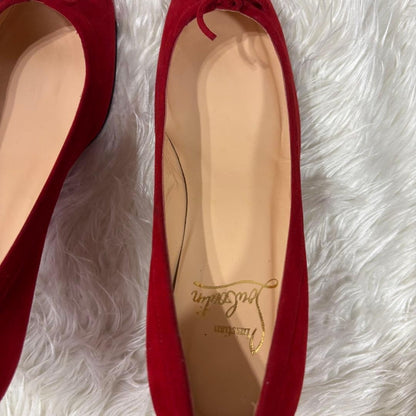 Rare Christian Louboutin Red Suede Ribbon Heels Pumps Size 35.5 (US 5)