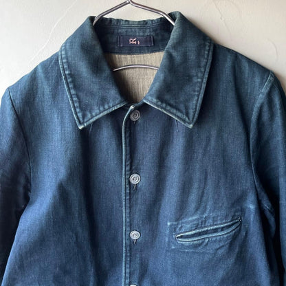 45rpm/45R Denim Coat Long Jacket Japan Made Vintage Dark Blue 3 Pockets Unisex