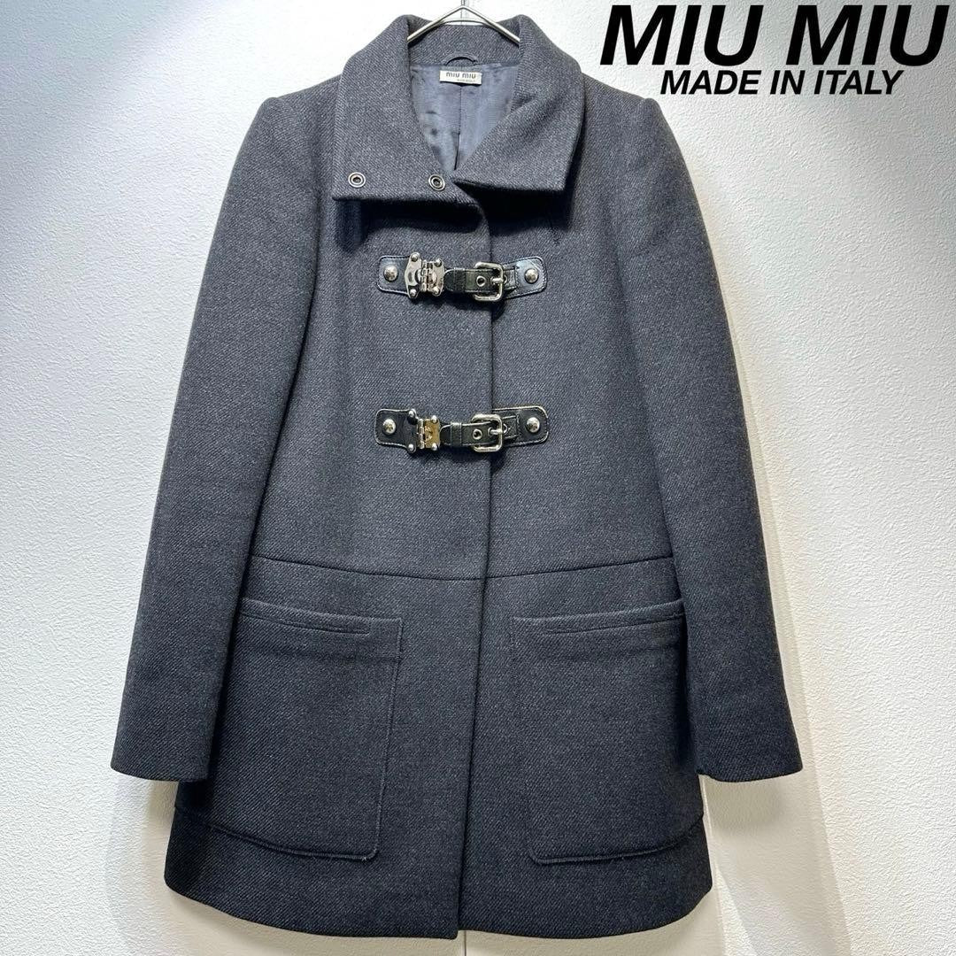 MIU MIU Archive Gray Wool Angora Belted Flare Aline Coat Jacket Size38 Y2K Italy